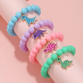 Wholesale Dinosaur Pendant Acrylic Beads Bracelet Set of 4