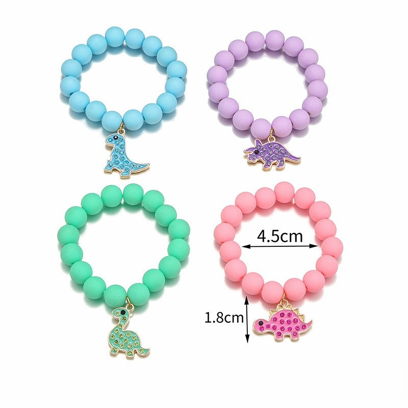 Wholesale Dinosaur Pendant Acrylic Beads Bracelet Set of 4