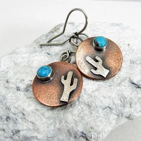 Wholesale disc blue turquoise ethnic style alloy Earrings