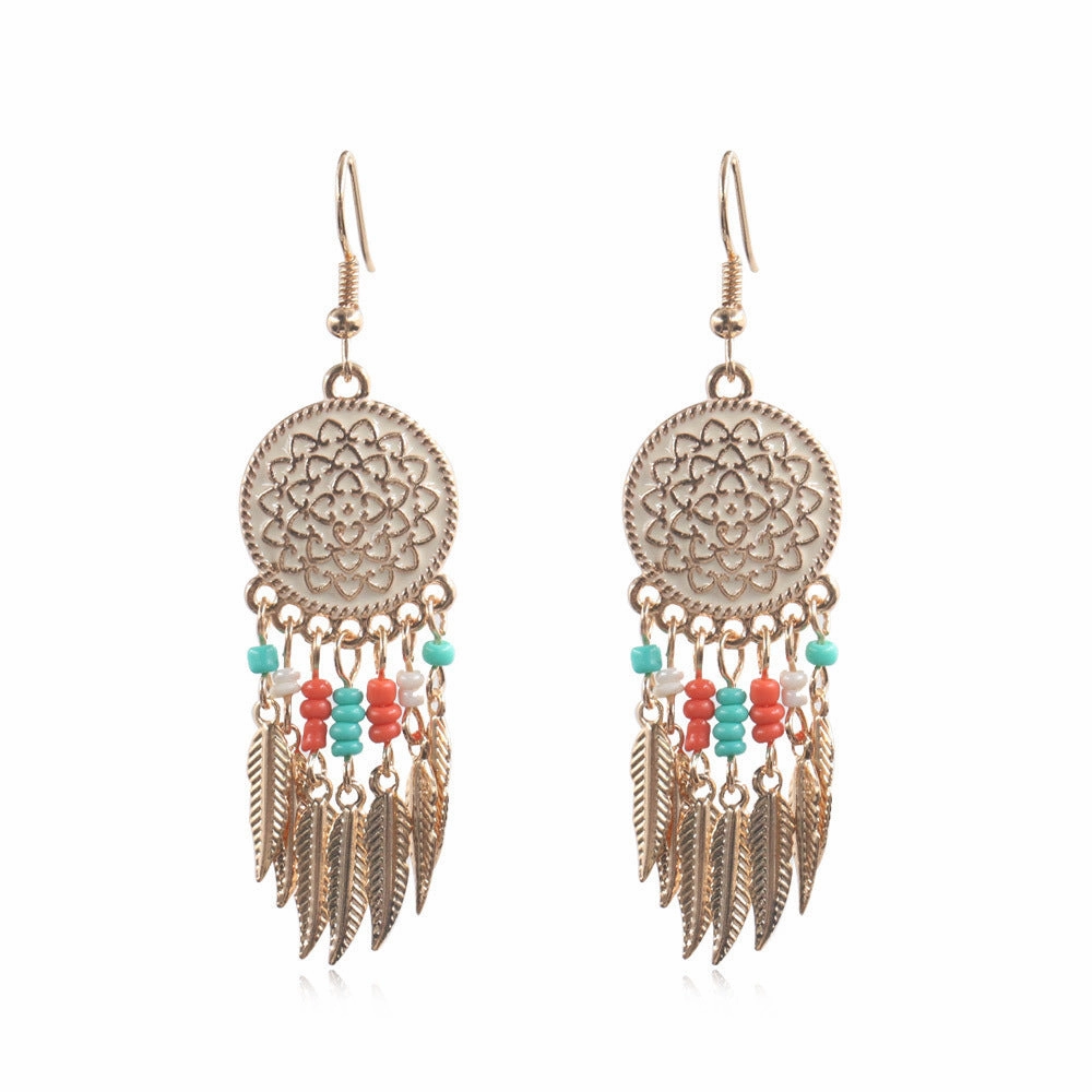 Wholesale Disc Engraved Rose Alloy Earrings
