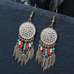 Wholesale Disc Engraved Rose Alloy Earrings