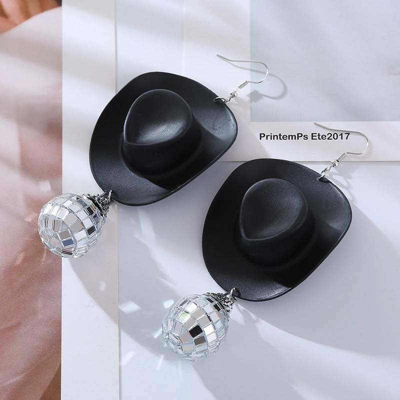 Wholesale Disco Cowboy Hat Earrings