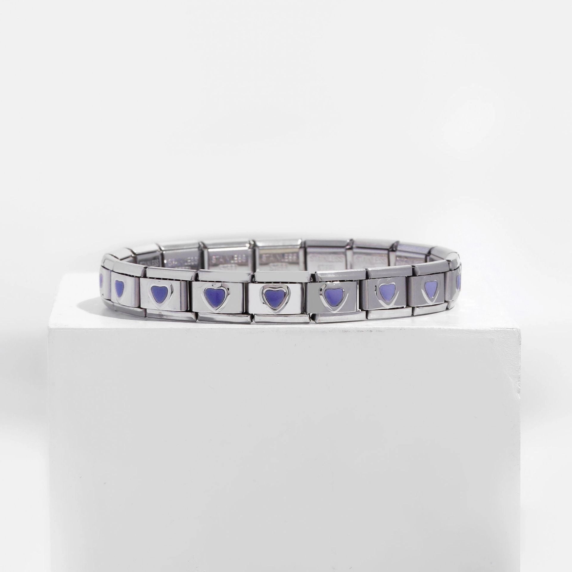 Wholesale DIY 9mm Module Bracelet Love Double Heart Gemstone Series Stainless Steel Splicing Jewelry Single Piece