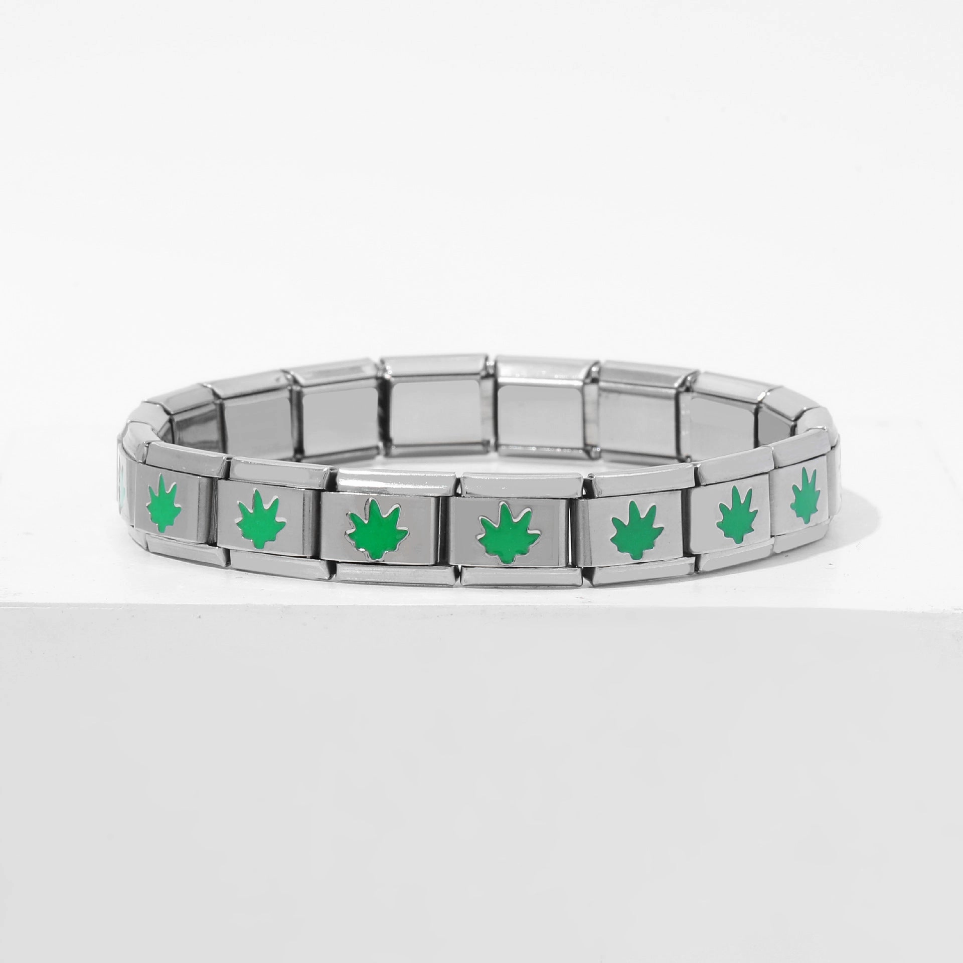 Wholesale DIY 9mm Module Bracelet Love Double Heart Gemstone Series Stainless Steel Splicing Jewelry Single Piece
