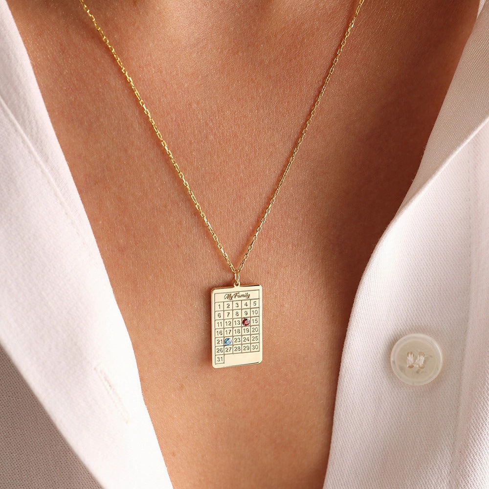 Wholesale DIY Birthstone Date Stainless Steel Sweater Chain