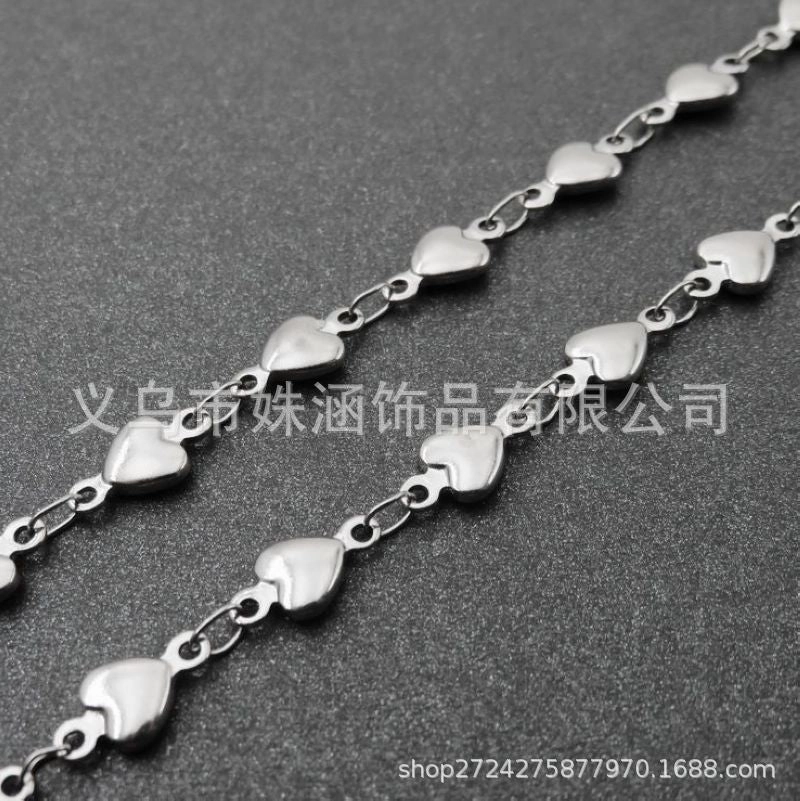 Wholesale DIY Clavicle Heart-shaped Stainless Steel Necklace