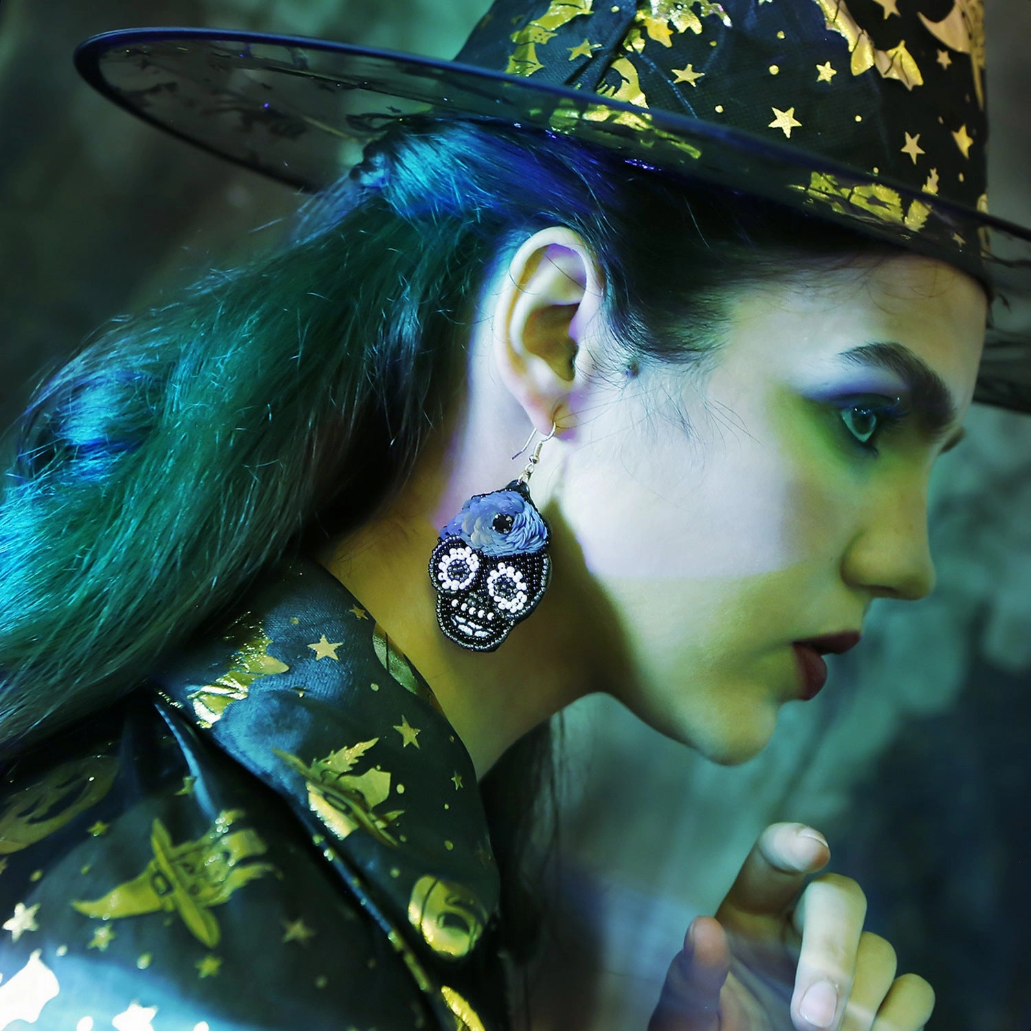 Wholesale DIY Hand-woven Beaded Skull Null Earrings