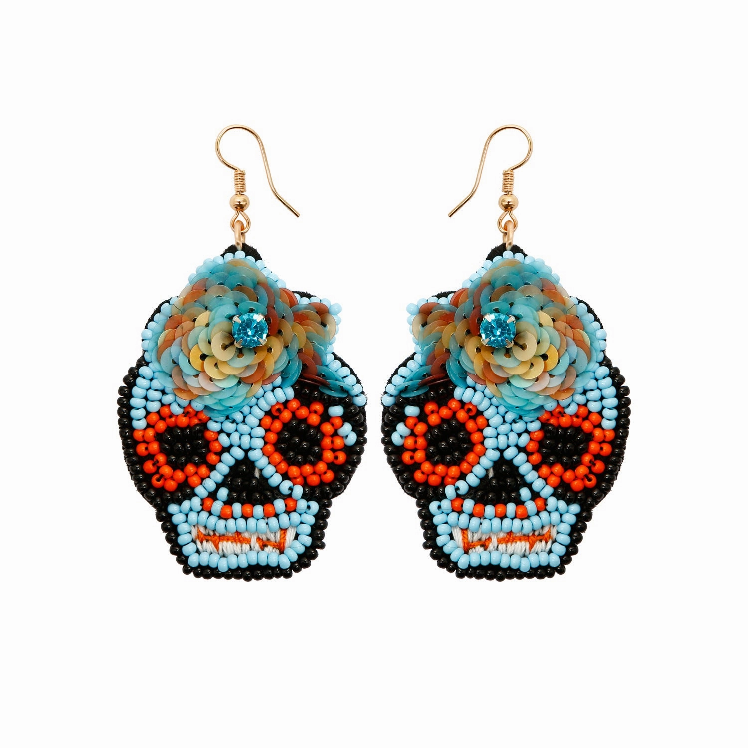 Wholesale DIY Hand-woven Beaded Skull Null Earrings