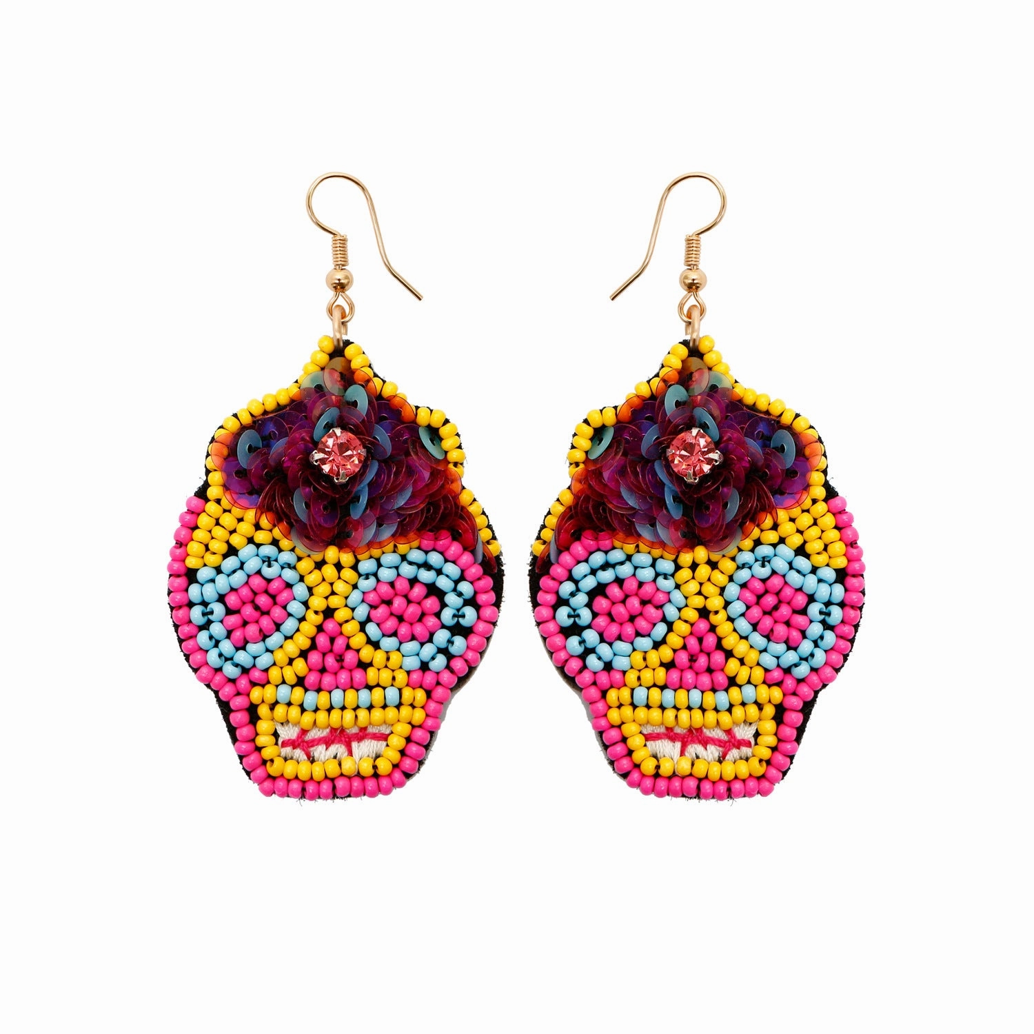 Wholesale DIY Hand-woven Beaded Skull Null Earrings