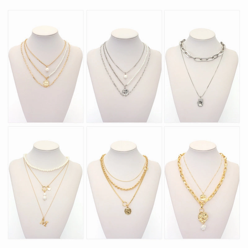 Wholesale DIY Metal Multi-layer Cuban Chain Stacked Sweater Chain