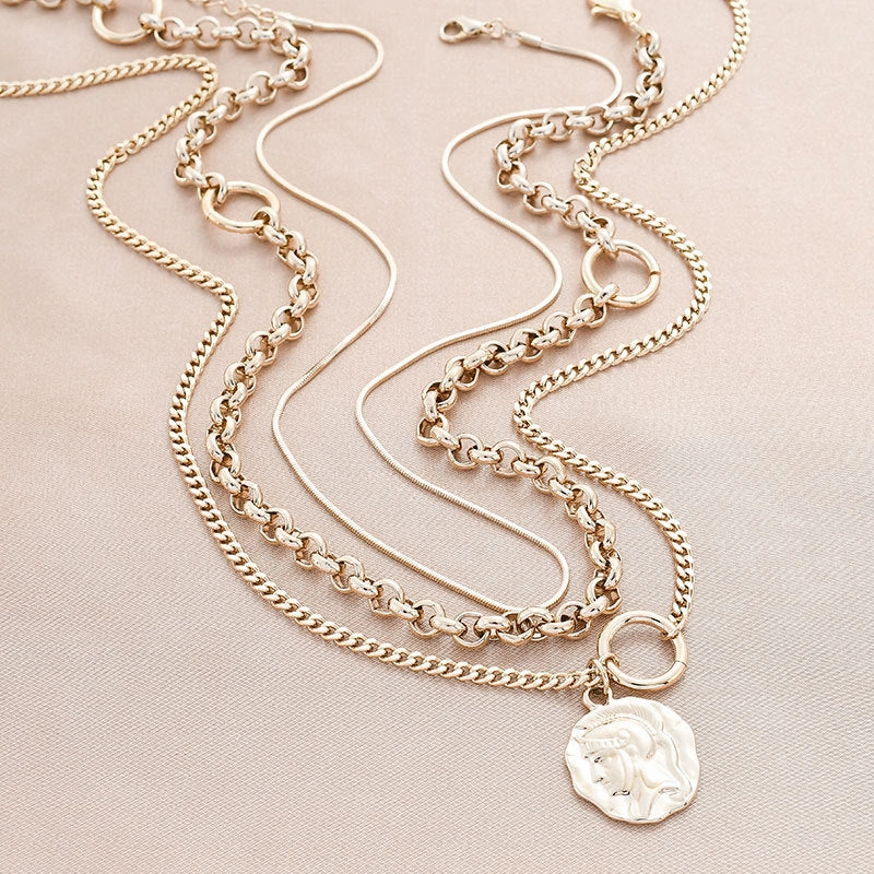 Wholesale DIY Metal Multi-layer Cuban Chain Stacked Sweater Chain