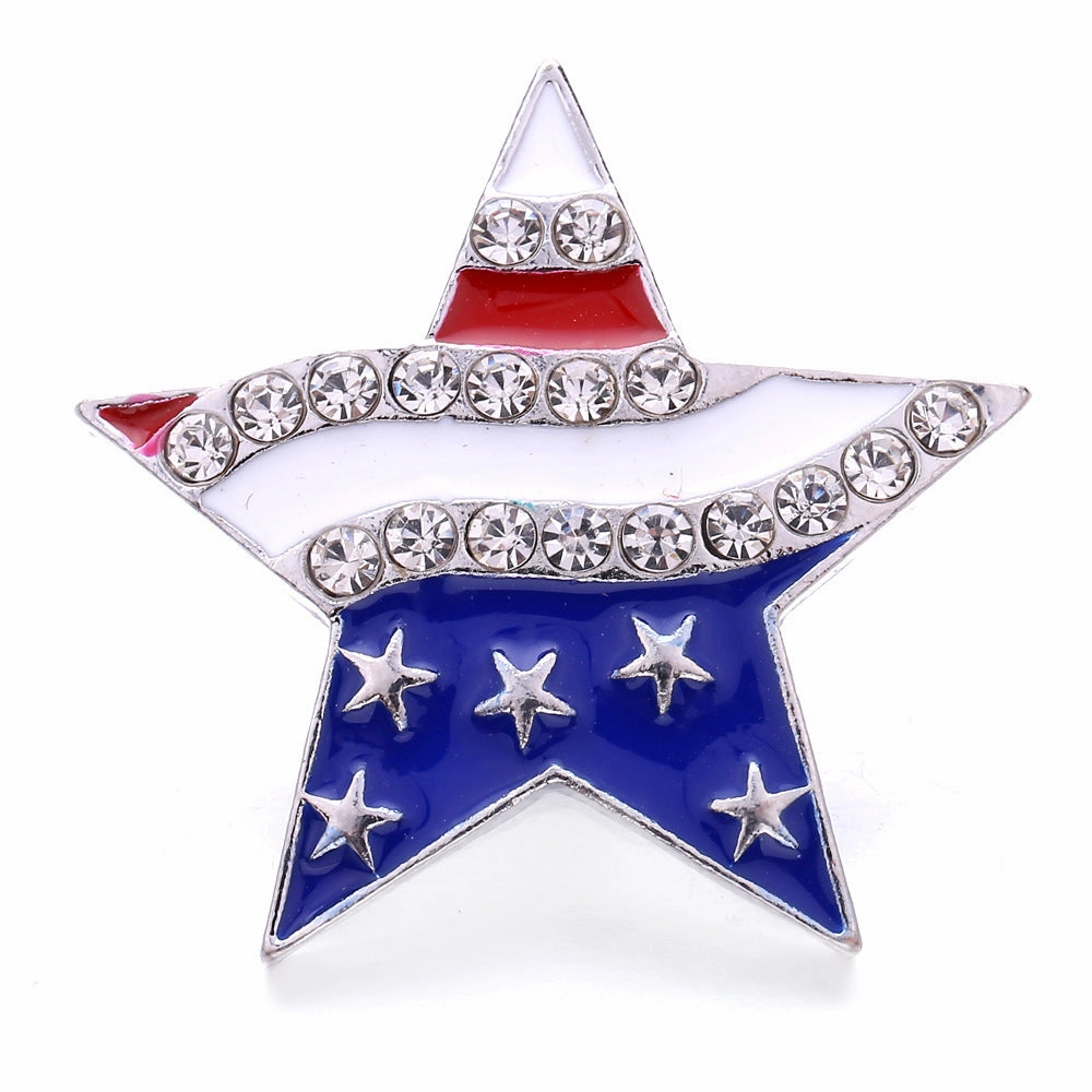 Wholesale DIY Snap Charm Alloy Flag Style 18mm Noosa Button Pendant Buckle