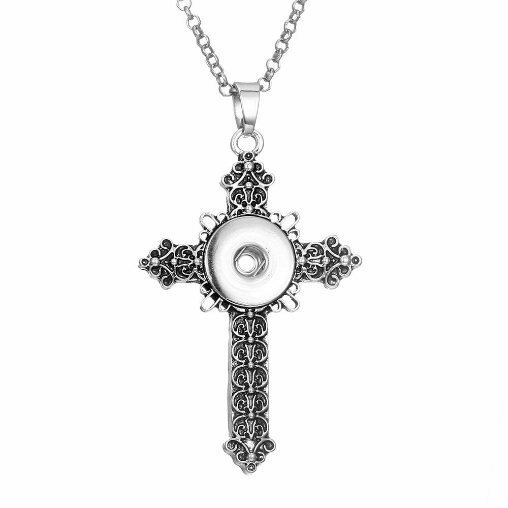Wholesale DIY Snap Necklace Alloy Cross Pendant