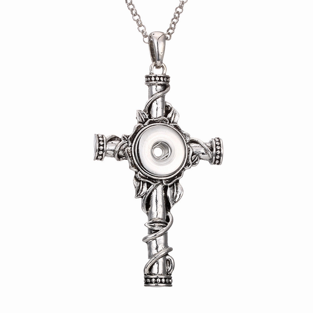 Wholesale DIY Snap Necklace Alloy Cross Pendant