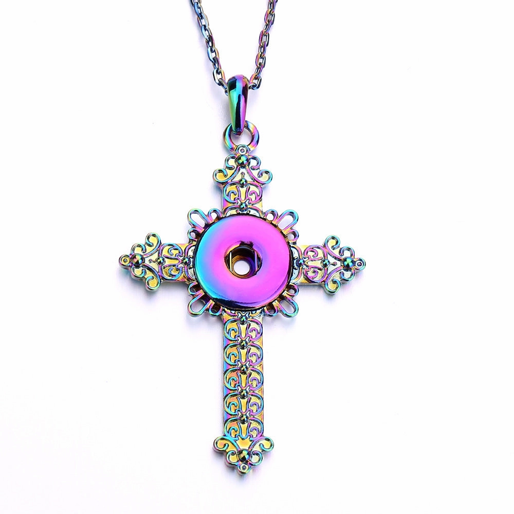 Wholesale DIY Snap Necklace Alloy Cross Pendant