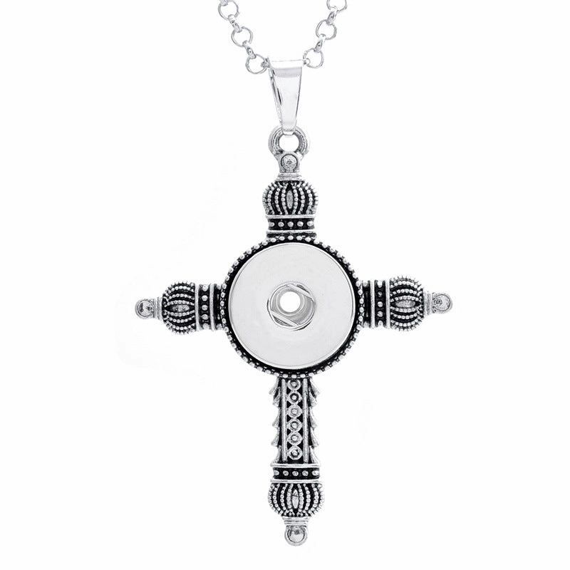 Wholesale DIY Snap Necklace Alloy Cross Pendant