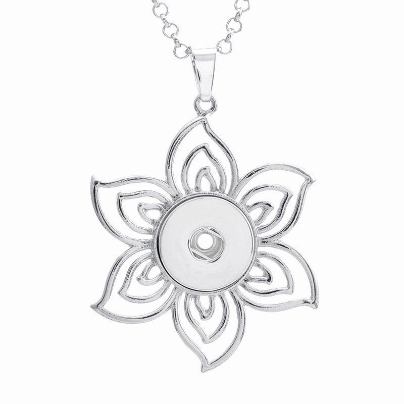 Wholesale DIY Snap Necklace Alloy Purple Gold Flower Pendant