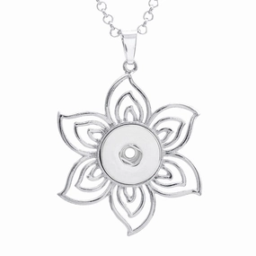 Wholesale DIY Snap Necklace Alloy Purple Gold Flower Pendant