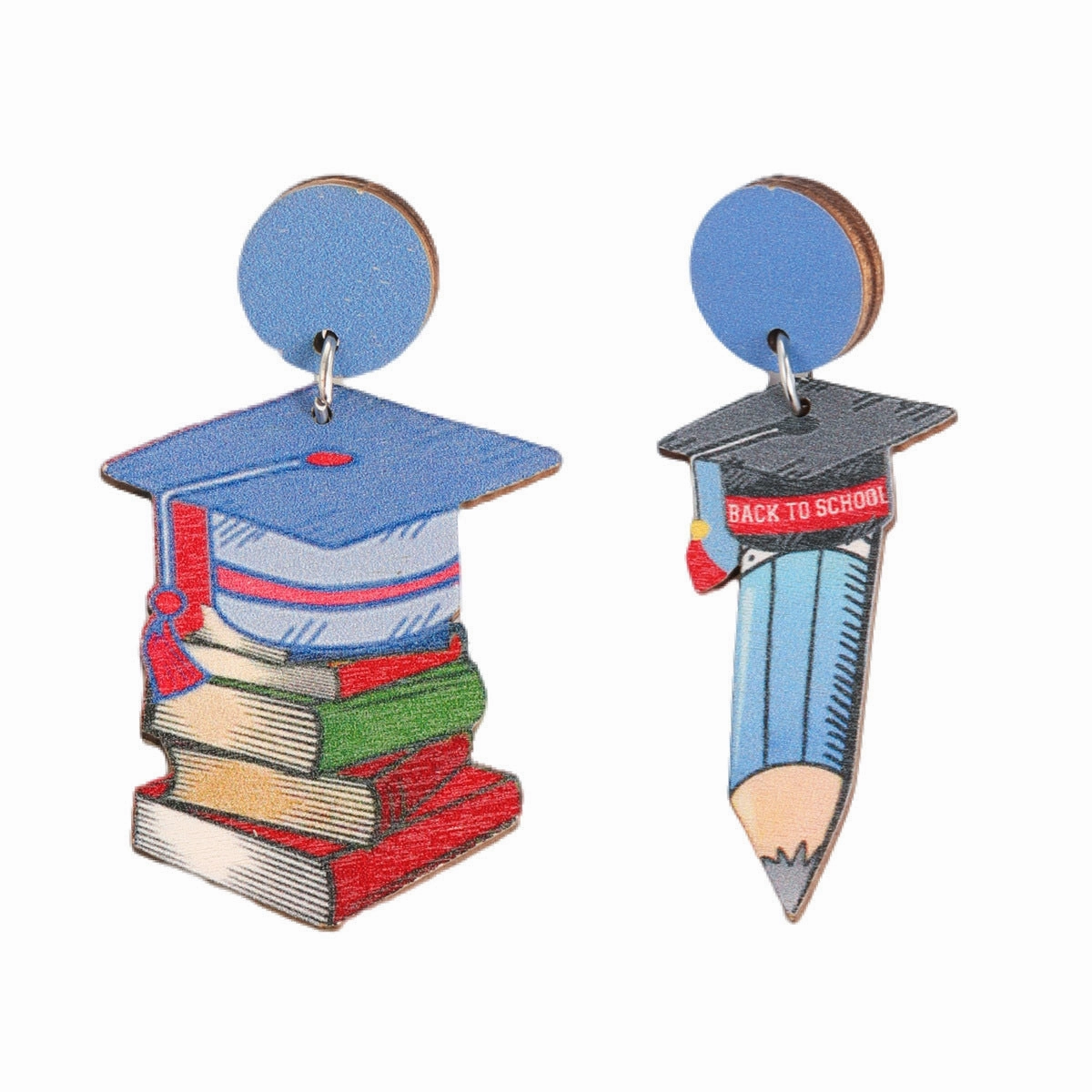 Wholesale Doctor Cap Pencil Textbook Hanging Decoration Wooden Earrings