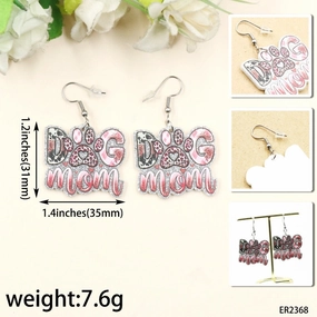 Wholesale Dog Mom Paw Print Mother's Day Acrylic Earrings