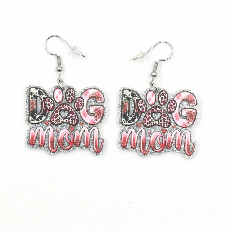 Wholesale Dog Mom Paw Print Mother's Day Acrylic Earrings