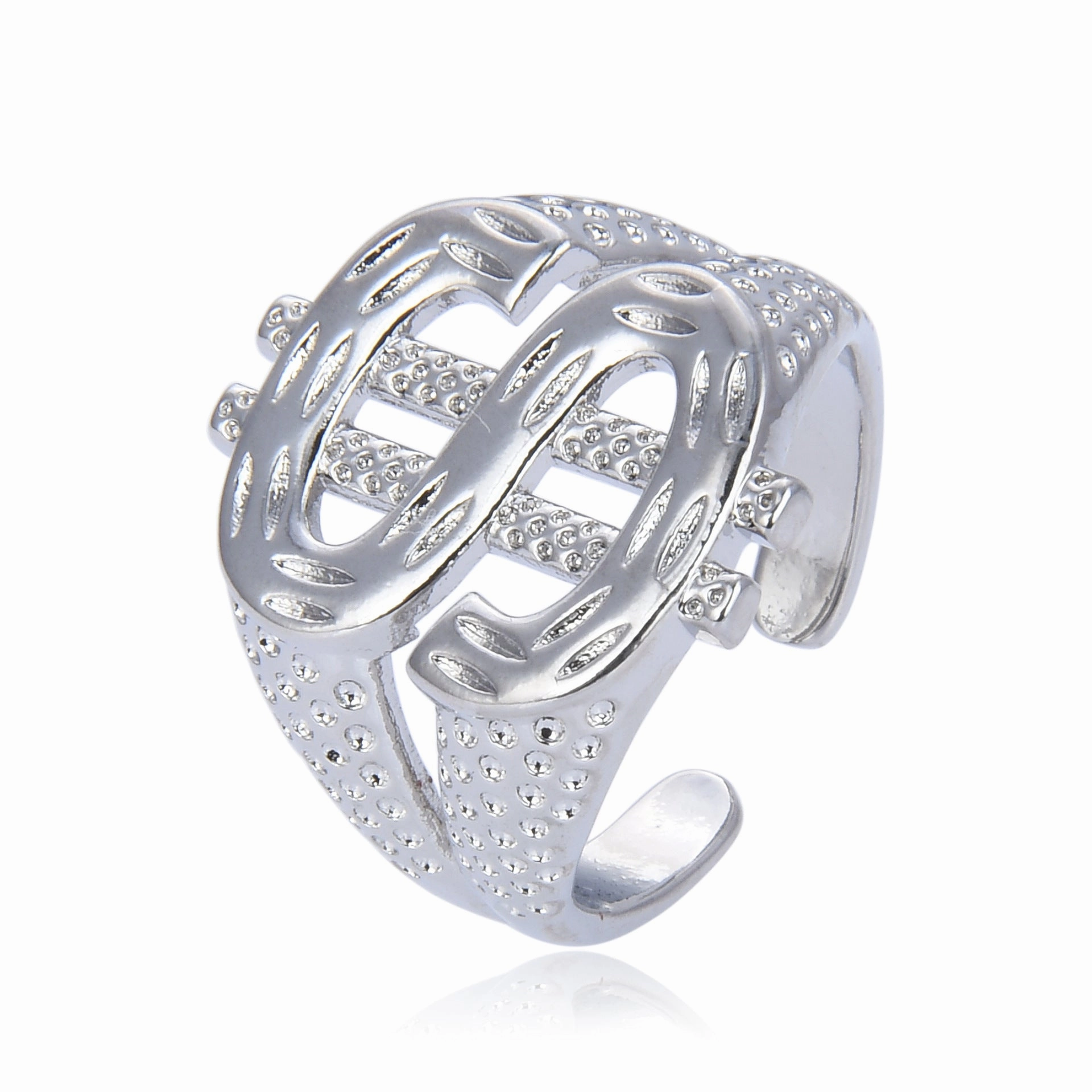 Wholesale Dollar Sign Open Adjustable Punk Ring