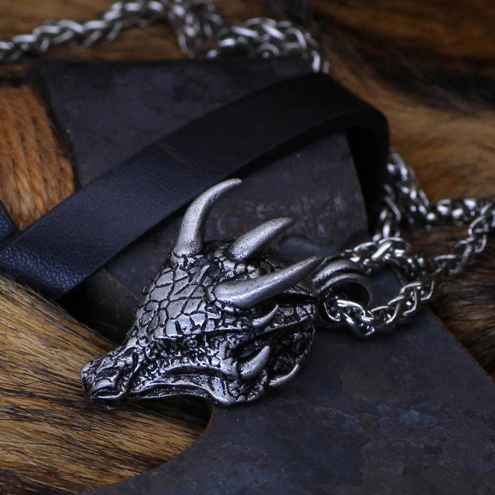 Wholesale Domineering Dragon Head Pendant Hip Hop Retro Style Men's Necklace