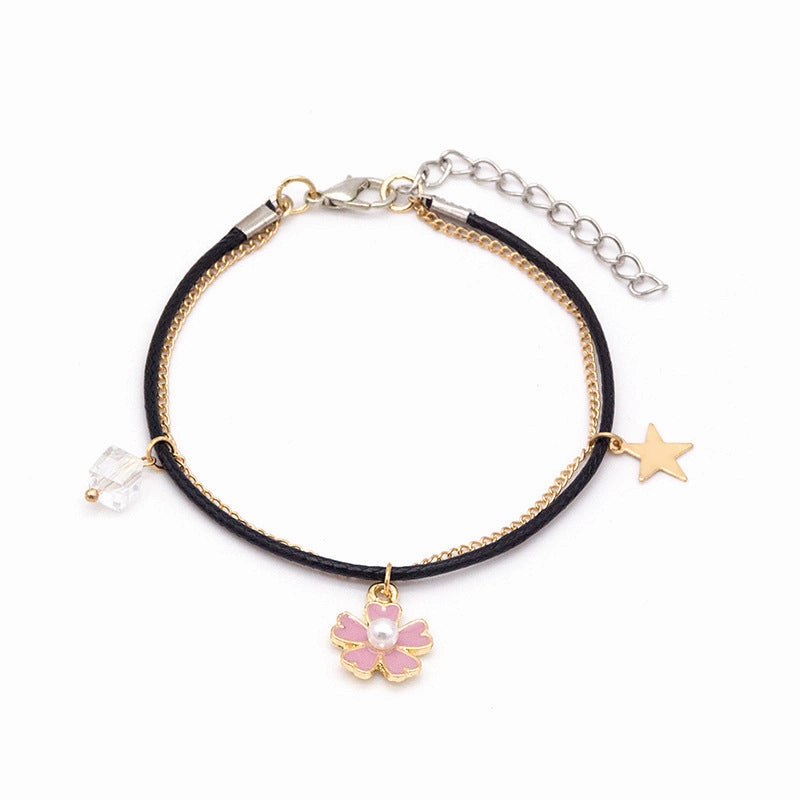 Wholesale Double Braided Chain Star Moon Metal Bracelet
