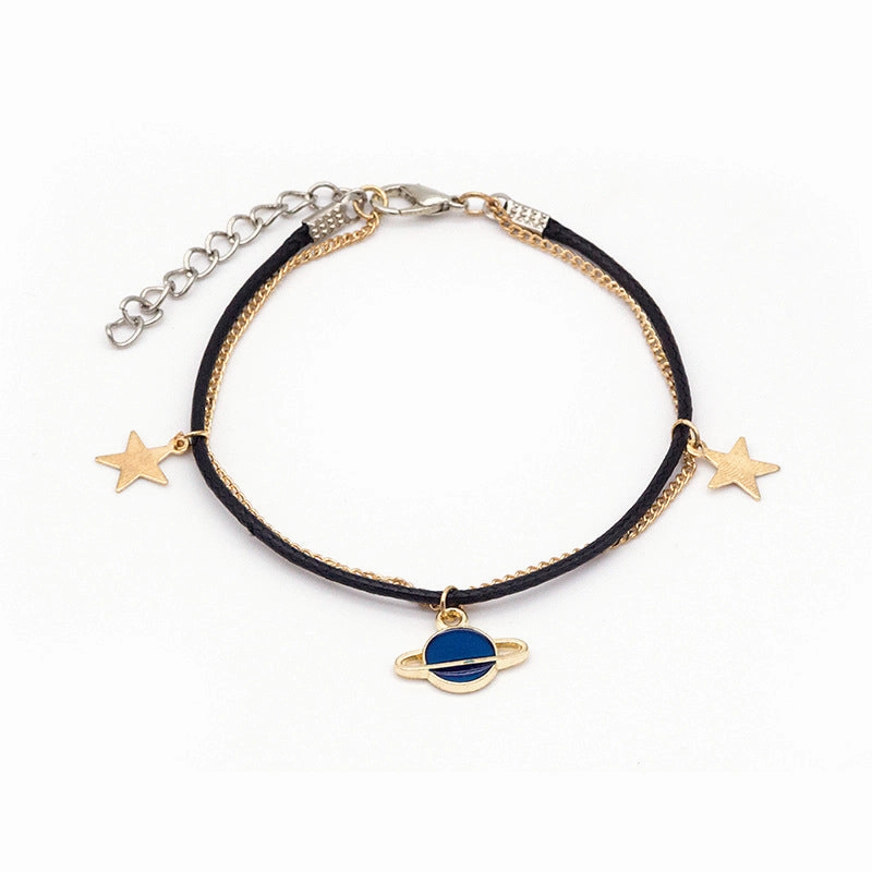 Wholesale Double Braided Chain Star Moon Metal Bracelet