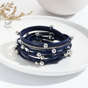 Wholesale Double Circle Beading Multilayer Leather Bracelet