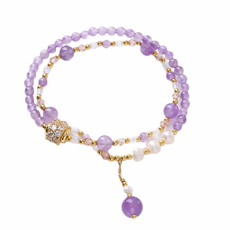 Wholesale Double Circle Natural Amethyst Bracelet