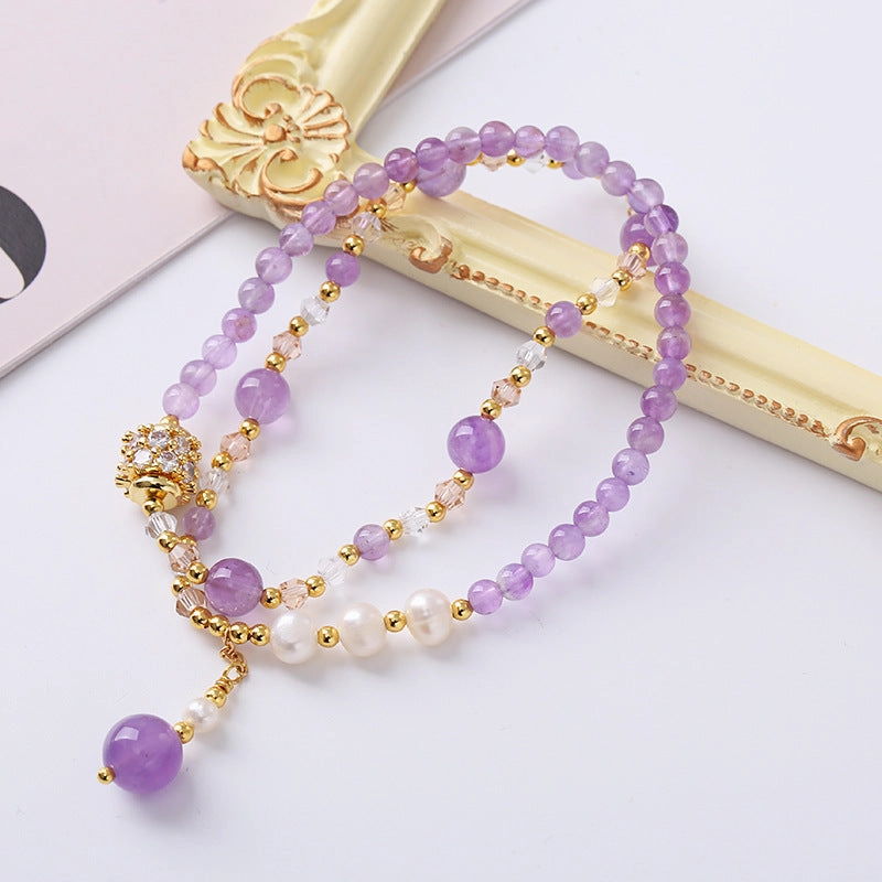Wholesale Double Circle Natural Amethyst Bracelet