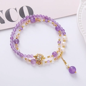 Wholesale Double Circle Natural Amethyst Bracelet
