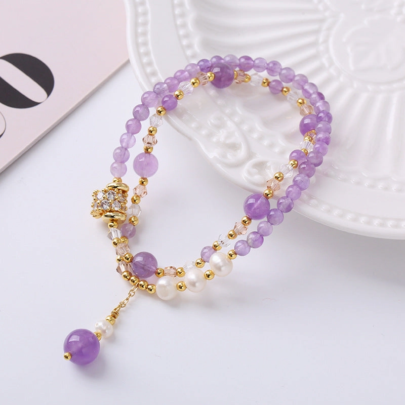 Wholesale Double Circle Natural Amethyst Bracelet
