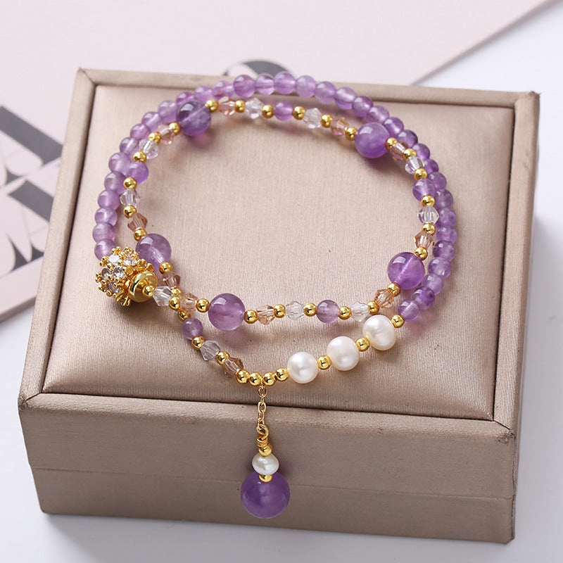 Wholesale Double Circle Natural Amethyst Bracelet