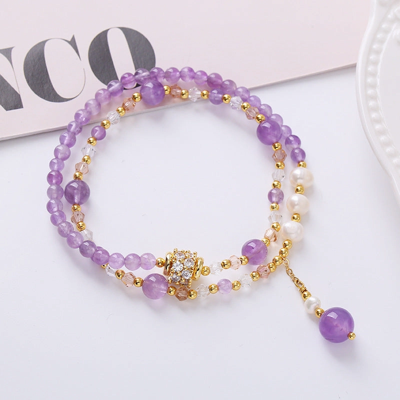 Wholesale Double Circle Natural Amethyst Bracelet