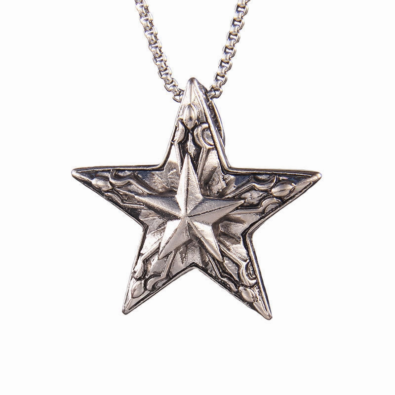 Wholesale Double Five Pointed Star Vintage Necklace Sweater Chain