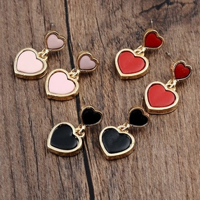 Wholesale Double Heart Alloy Earrings