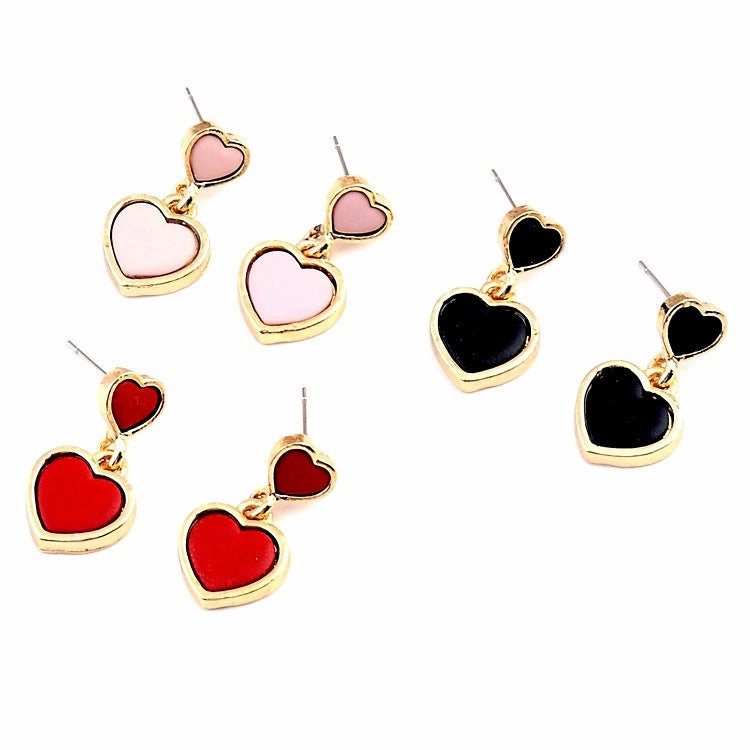 Wholesale Double Heart Alloy Earrings