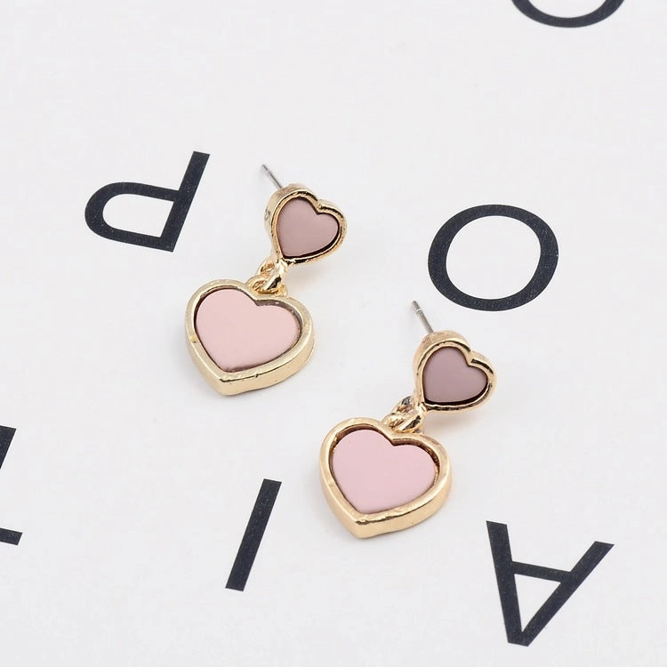 Wholesale Double Heart Alloy Earrings