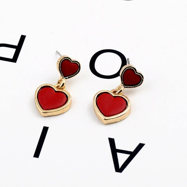Wholesale Double Heart Alloy Earrings