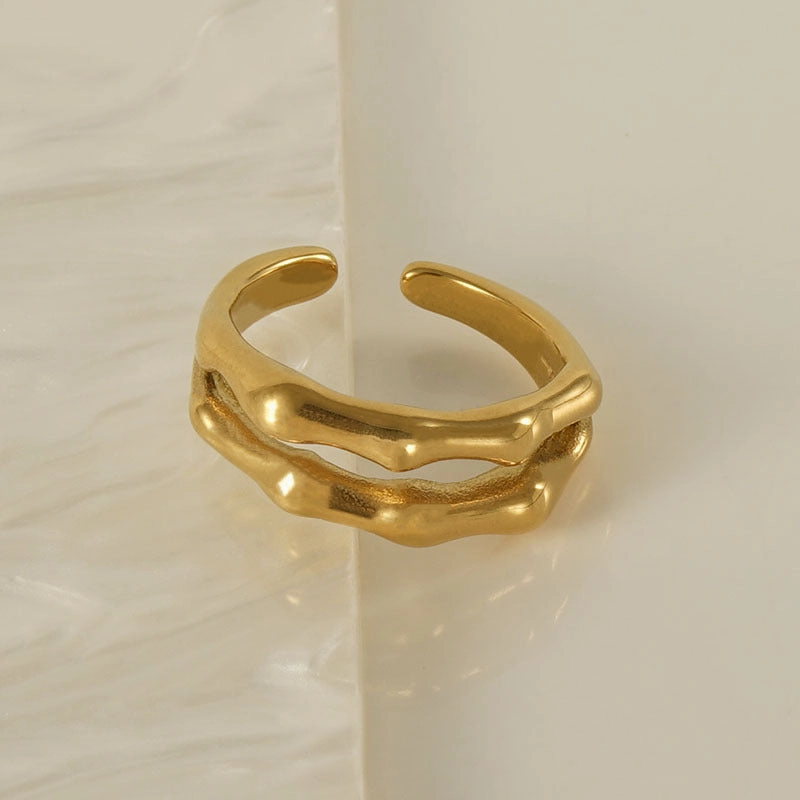 Wholesale Double Layer Bamboo Open Titanium Steel Ring