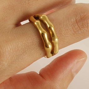 Wholesale Double Layer Bamboo Open Titanium Steel Ring
