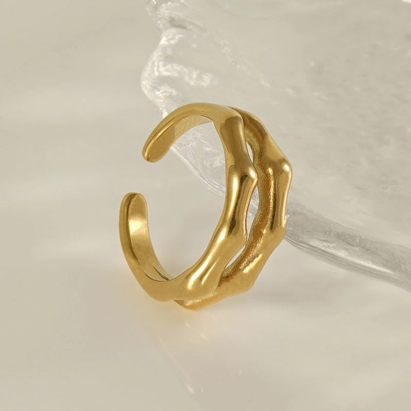 Wholesale Double Layer Bamboo Open Titanium Steel Ring