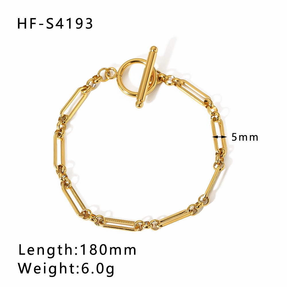 Wholesale Double Layer Flat Snake Pearl Style Gold Plated Shell Cuban Chain Bracelet