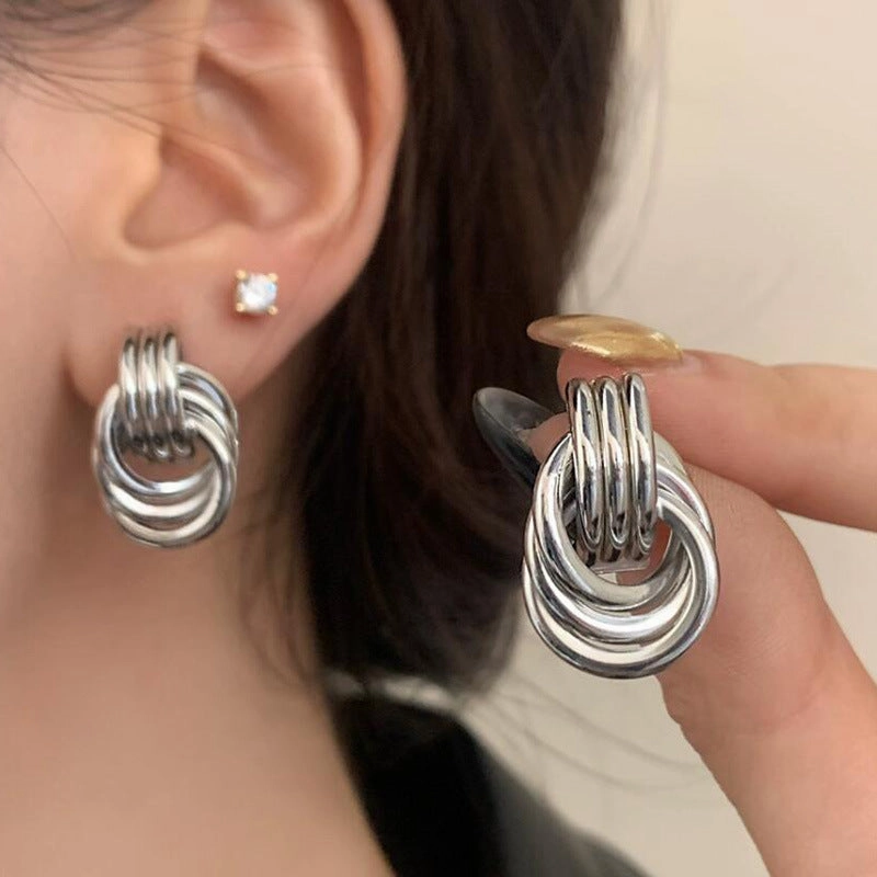 Wholesale Double-layer Geometric Fashion Versatile Earrings