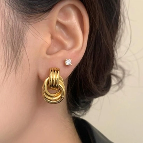 Wholesale Double-layer Geometric Fashion Versatile Earrings