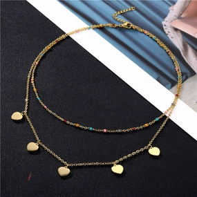 Wholesale Double Layer Heart Shape Stainless Steel Necklaces