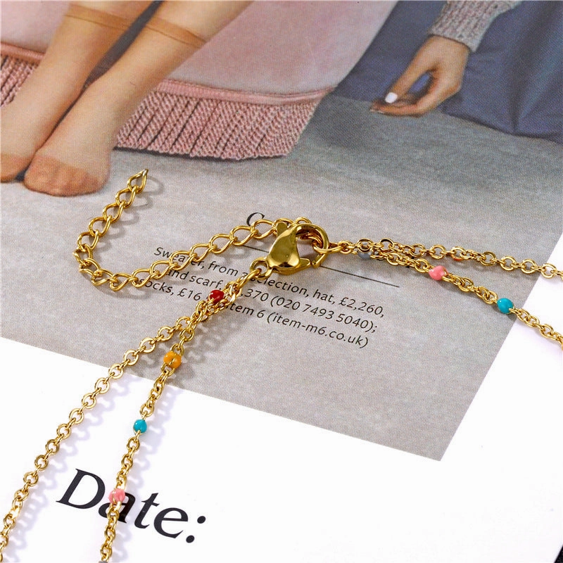 Wholesale Double Layer Heart Shape Stainless Steel Necklaces