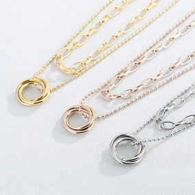 Wholesale Double Layer Ring Sweater Titanium Steel Necklaces